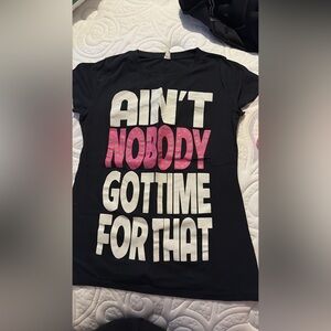 Black Graphic Tee with Pink Studded "NOBODY"